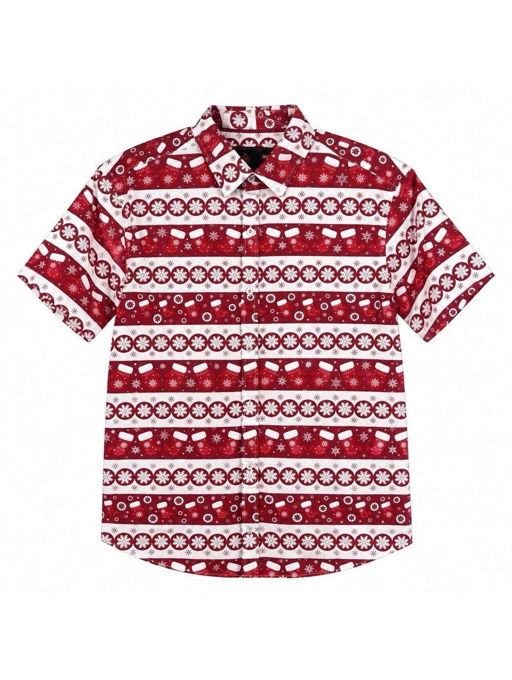 Rugby University Mens M Christmas Shirt Red White Snowflake Stocking Cotton SS